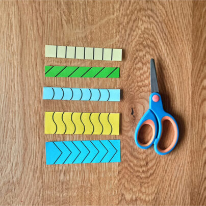 Paski do cięcia do tacy Montessori z nożyczkami (od ok. 3 lat)